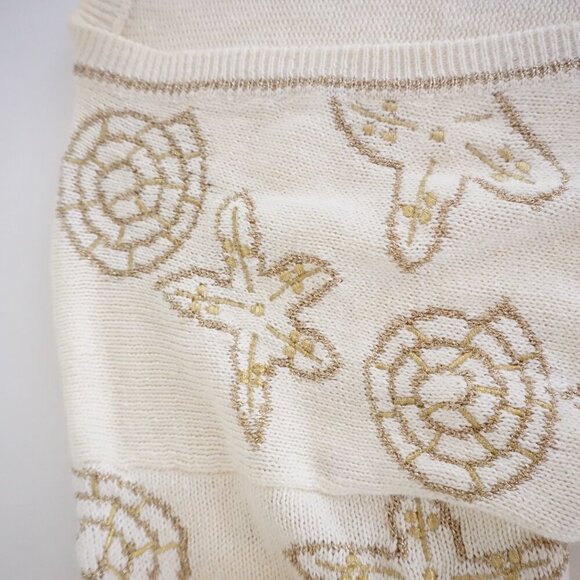 Vintage Cervelle Cream Gold Embroidered Beach Theme Button Up Knit Cardigan Xl - Picture 8 of 13